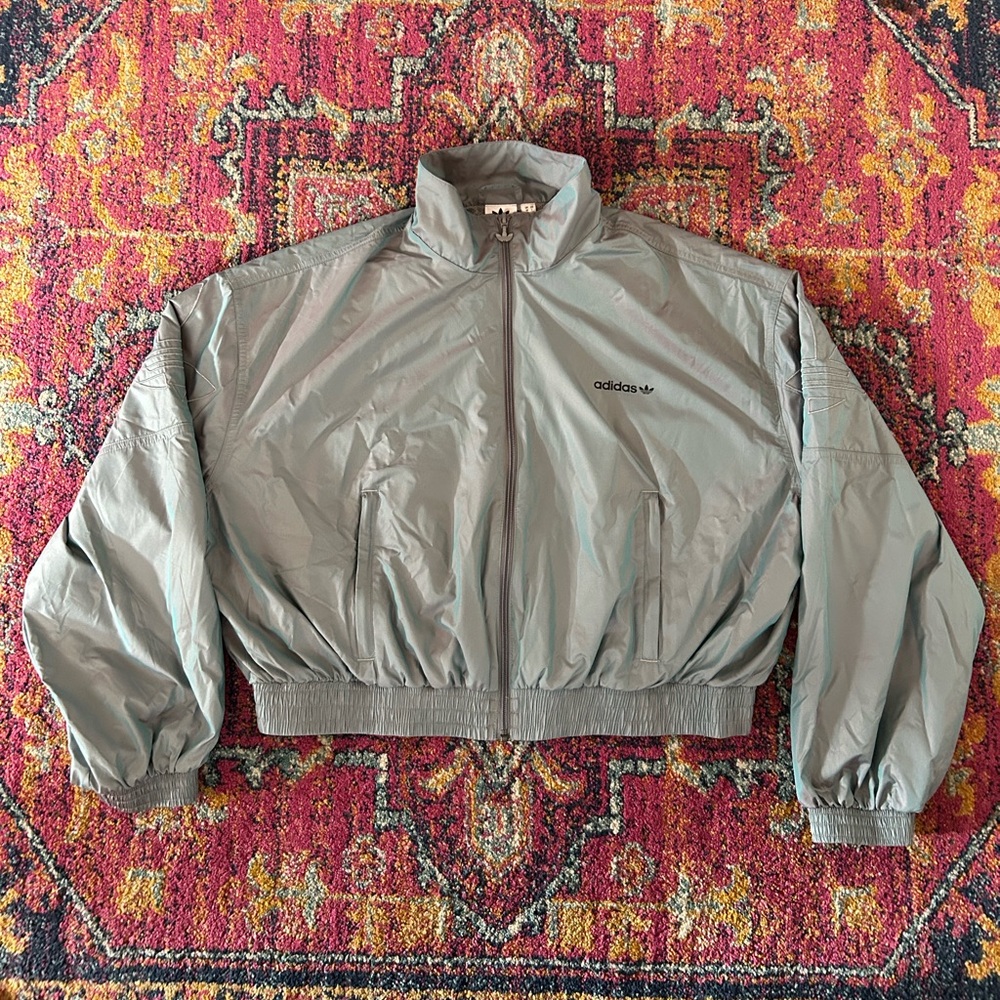 Adidas Prime Green iridescent blue/green athletic windbreaker